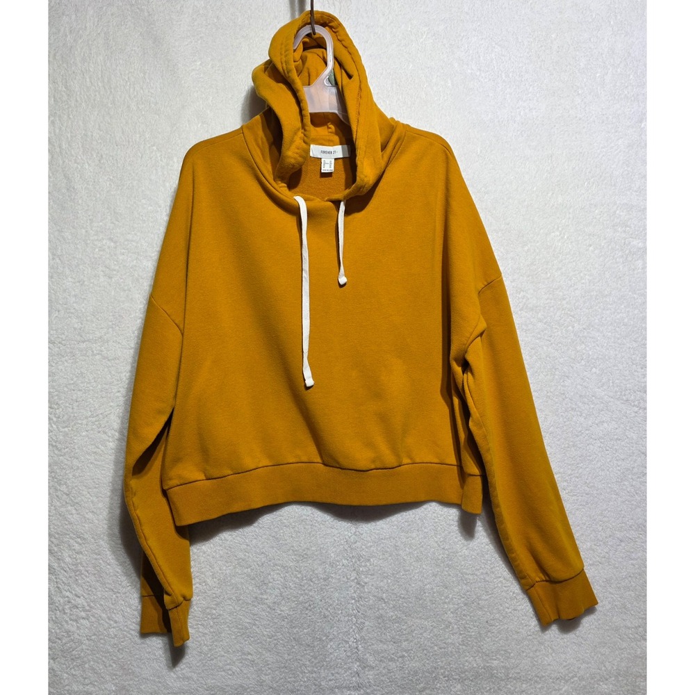 Forever 21 Mustard Yellow Cropped Hoodie Sweatshirt Women's Plus Size 3X